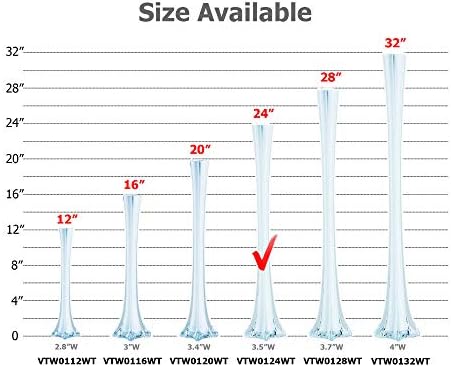 WGV Eiffel Tower Vase Bulk, Open 1.5", Height 24", (Multiple Sizes Choices) White Glass Floral Container with Sturdy Base, Flower Centerpiece for Wedding Event Home Decor, Arts Crafts, 12 Pieces - Image 3