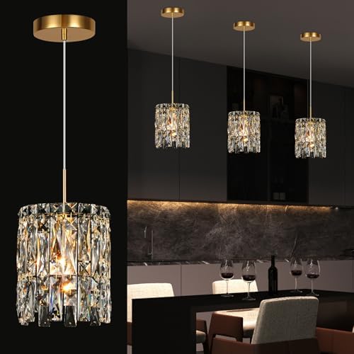 Modern K9 Gold Crystal Pendant Lights Kitchen Island,1 Lighting by NISIDUN