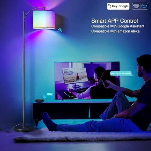 SUNMORY Arc Floor Lamp, Smart APP Remote Control Standing RGB Lamp - Image 3