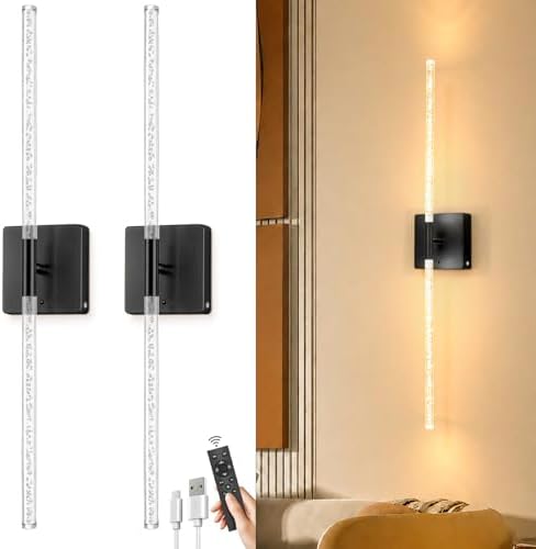 iThird Wall Sconces Set of 2, Rechargeable Wireless Sconce(Bubble Crystal) by iThirdHomeOutdoorLighting