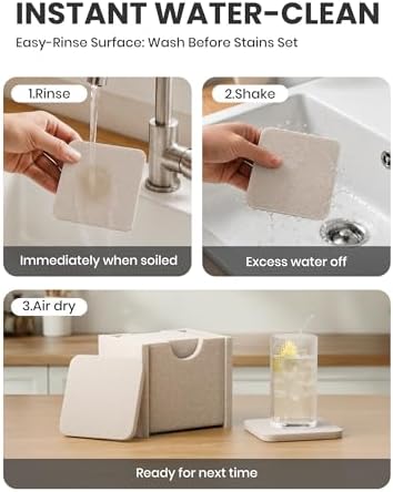 Fluxynara Felt Coasters with Holder, Set of 8 for Drinks, Sagewood - Image 7