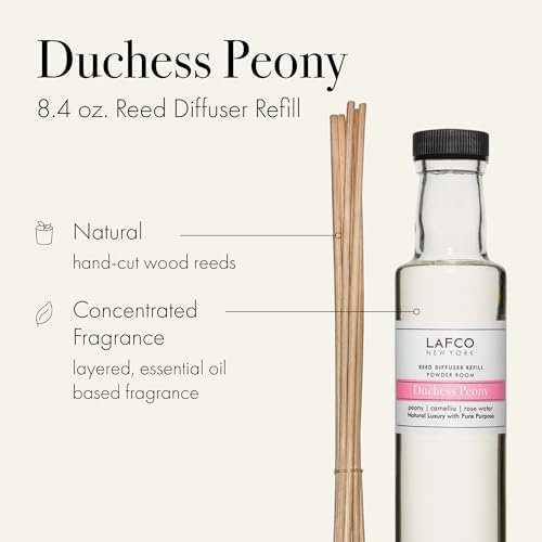 LAFCO New York Reed Diffuser Refill, Duchess Peony - 8.4 oz -Up to 4-Month Fragrance Life - Includes Natural Wood Reeds - Free of Dyes & Propellants- Made in the USA - Image 2