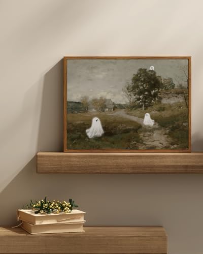 InSimSea Vintage Halloween Ghosts Wall Art Decor, Small Framed Canvas Art - Image 2
