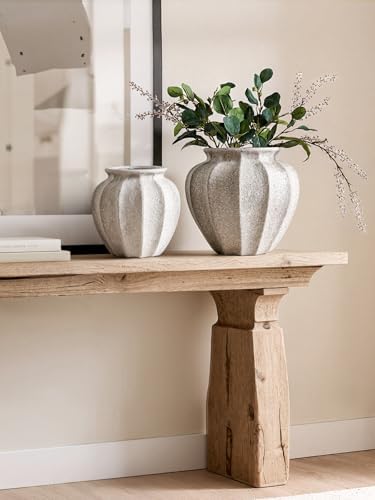 LE TAUCI Large White Ceramic Vase, 11.3-Inch, Weathered Sandstone Finish - Image 6