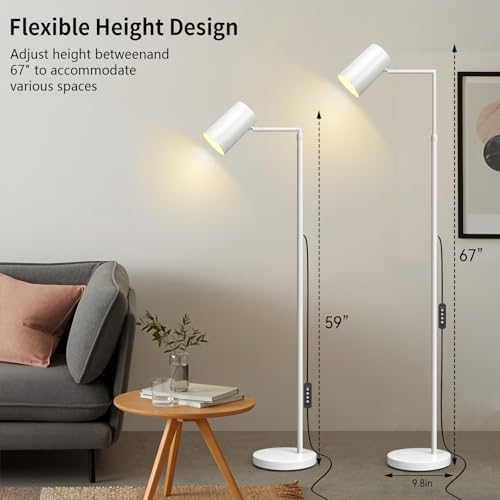 Ldeco Stepless Dimmable Arc Floor Lamp for Living Room with Timer,Height Adjustable Modern Reading Standing Lamps for Living Room,Reading Room,Office,LED Bulb Included (White-DM) - Image 2