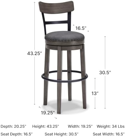 Signature Design by Ashley Caitbrook Swivel 30" Bar Height Bar Stool, Gray - Image 3
