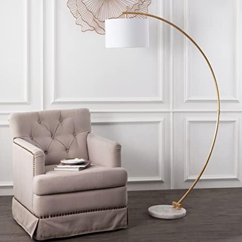 SAFAVIEH Lighting - Madigan 70-Inch Gold Arc Floor Lamp - Fabric Drum Shade & Marble Base - Contemporary Standing Lamp for Living Room, Bedroom, Reading Nook - LED Bulb Included (FLL4115A) - Image 6