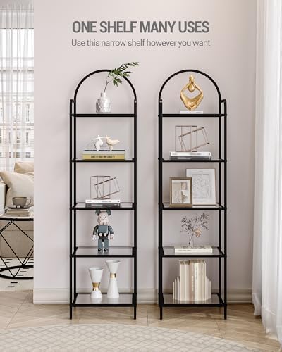 Hzuaneri Bookcase Bookshelf, Tempered Glass Bookshelves - Image 3
