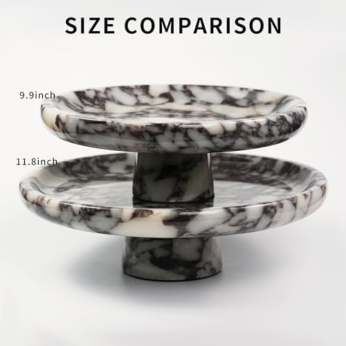 Marble Fruit Bowl for Kitchen - 11.8" Decorative Stone Pedestal Bowls for Home Decor, Footed Fruits Holder For Dining Table Counter Organization - Image 6