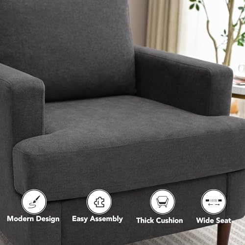 Weture Mid-Century Accent Chair, Dark Grey Armchair Living Room Chairs - Image 3