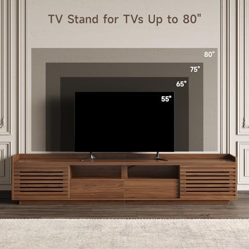 ONBRILL 78.7"TV Stand for TV Up to 85",Mid-Century Modern TV Console Walnut - Image 6