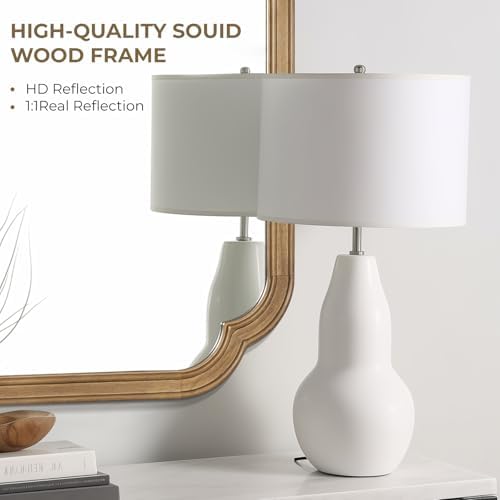 WallBeyond 28" x 40" Rounded Corner Arch Wall Mirror with Wood Frame for Entryway, Living Room or Bedroom Home Decor - Light Woodgrain, Honey-Colored - Image 5