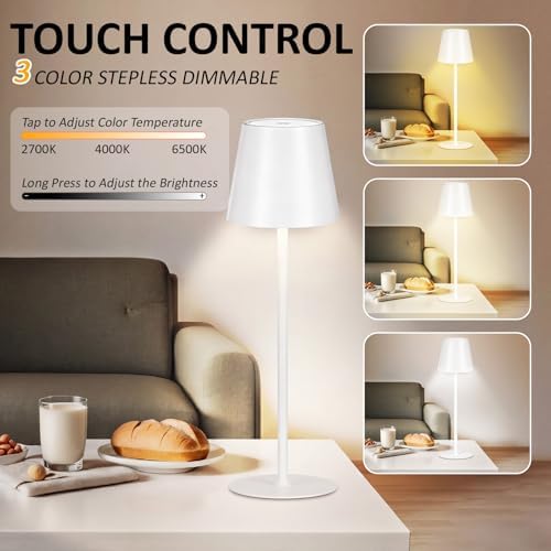 Retisee 12 Pack Cordless Table Lamp Portable Rechargeable Lamp, White - Image 3