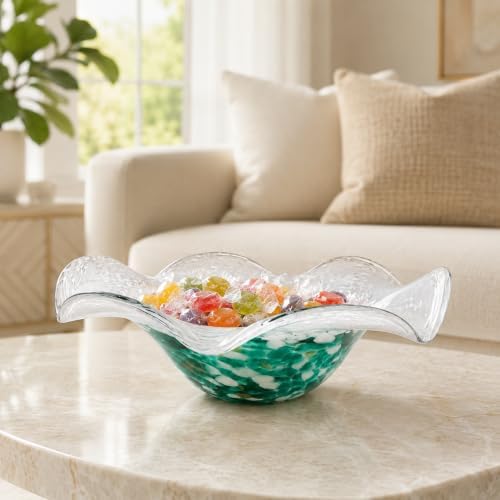 Hand Blown Glass Bowl Decorative Dish Fruit Bowl Home Decor - Image 3