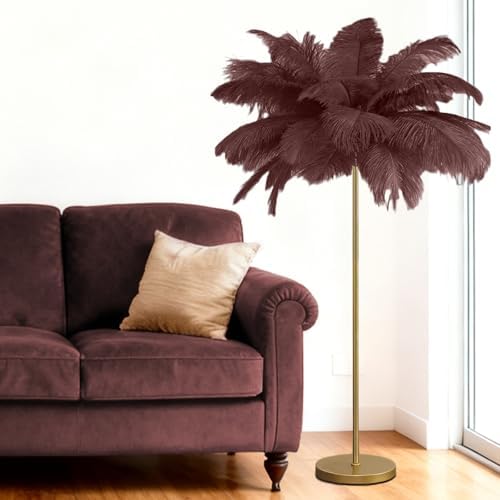 Feather Floor Lamp,Fluffy Ostrich Feather Floor Lamp for Bedroom,3 Color Temperatures Led Corner Modern Floor Lamps for Living Room Christmas Home Decor House Warming Gifts,63″ Height (Coffee) by Unknown