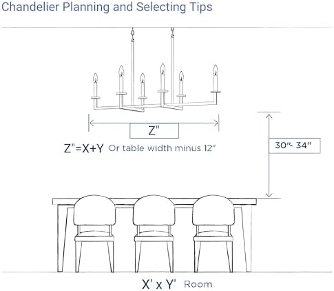 YIOSI Large Chandelier, 54" Gold Rectangular Drum Chandeliers for Dining Room, 5-Light Modern Round Kitchen Island Hanging Light Fixture for Living Room, Kitchen Island, Foyer - Image 6