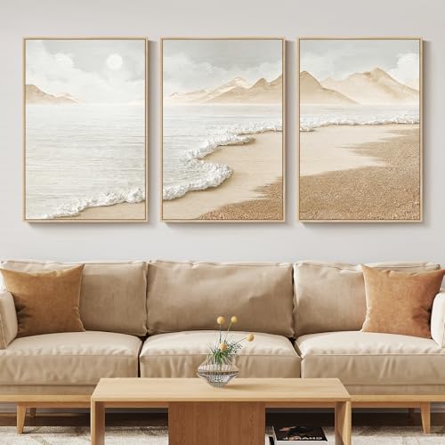 Large Framed Boho Abstract Beach Wall Art for Living Room, 24x36 Inch by Cuspin