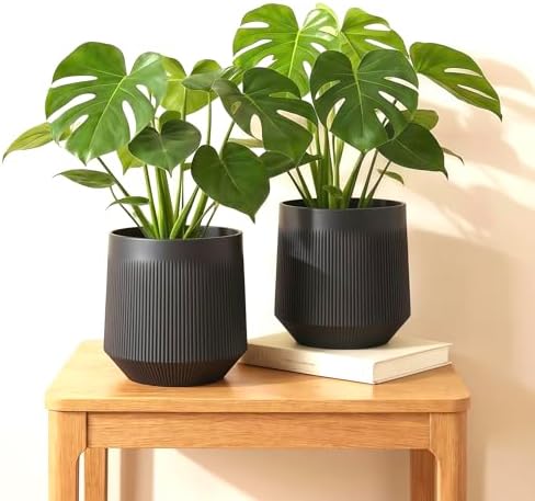 Plant Pots，Set of 3 Plastic Pots for Indoor Plants,Flower Pots Outdoor Planters with Drainage Hole and Seamless Saucer,Gray - Image 6