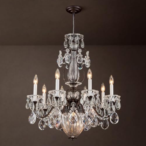 Vintage Dining Room Crystal Chandelier, 8‑Light Brown Candelabra Pendant Ceiling Light Fixture Over Table, Maria Theresa Chandelier for Living Room Bedroom Foyer Hallway Staircase by SHEKAITAOElevateYourSpace
