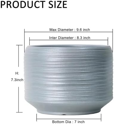 10 Inch Ceramic Plant Pot with Drainage – Large Flower Pot for Indoor Outdoor Plants, Modern Decorative Planter for Patio, Balcony, Garden, or Home Decor - Image 6
