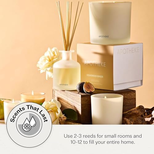 Apotheke Scented Reed Diffuser for Home, Cedarwood Ginger, 10 Reed Sticks - Image 6