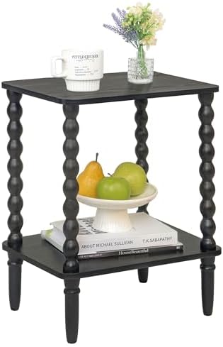 Fultyle Black Side Table, 2-Tier Small End Table, Vintage Night Stand by Fultyle