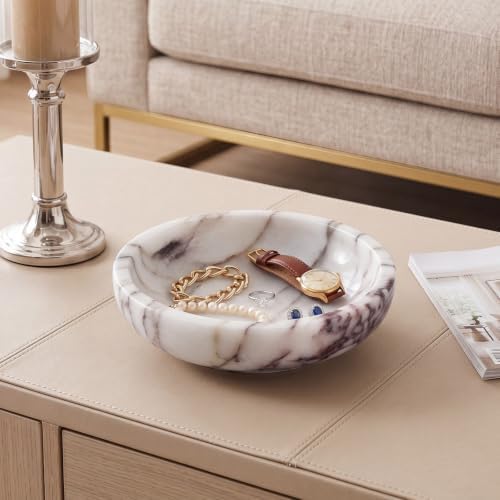 Natural Luxury Marble Bowl 7.8'' Large Calacatta Viola Marble Tray - Image 5