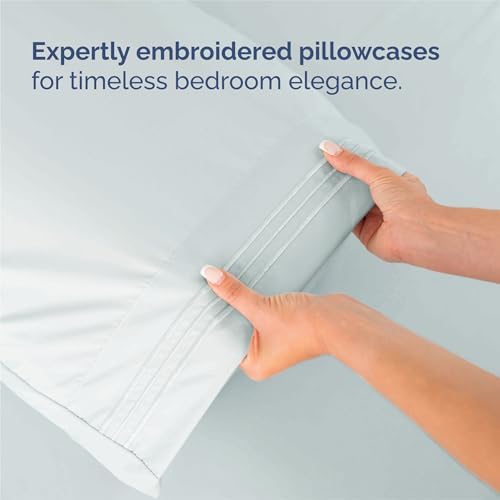 King Size 4 Piece Sheet Set - Comfy Breathable & Cooling Sheets - Ice Blue - Image 6