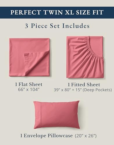 LANE LINEN Twin XL Sheets 100% Organic Cotton Cooling Soft - Mineral Red - Image 4