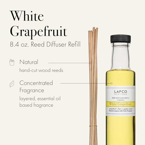 LAFCO New York Reed Diffuser Refill, White Grapefruit - 8.4 oz - Up to 4-Month Fragrance Life - Includes Natural Wood Reeds - Free of Dyes & Propellants - Made in the USA - Image 2
