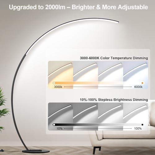 Nintiue Dimmable Floor Lamp with 3 Color Temperatures, Super Bright Arc Floor Lamps for Living Room, Modern Standing Tall Lamp with Remote Control Reading Floor Lamp for Bedroom Office. - Image 3