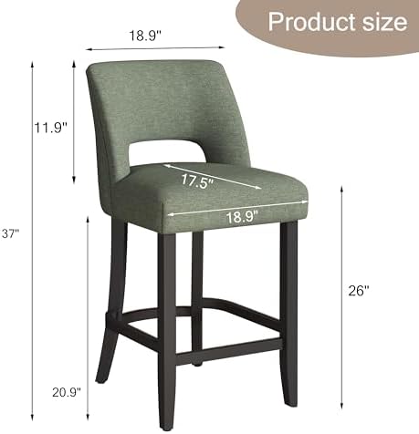 VKNOW Bar Stools Set of 6, 26" Upholstered Counter Height Bar Stools - Image 2