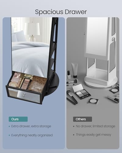 SONGMICS 360° Swivel Jewelry Cabinet, Full-Length Arched Mirror - Image 6