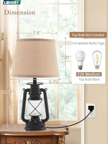 LEDIARY 18.72" Black LED Lantern Flickering Flame Table Lamps Set of 2 - Image 5