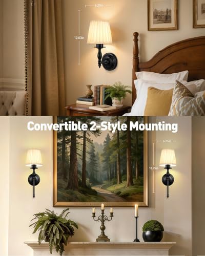 10000mAh Battery Operated Wall Sconce Set of 2,Rechargeable Wall Sconces set of Two,Vintage Black Sconces Wall Decor,Wireless Wall Lamp,Cordless Wall Lights Living Room Bedroom (Not Peel and Stick on) - Image 6