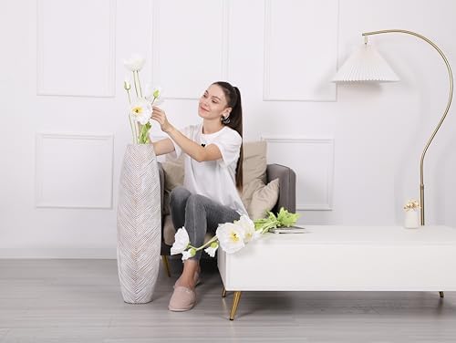 Leewadee Decorative Tall Floor Vase for Living Room Decor, 34 inches, White Wash, Resin - Image 4