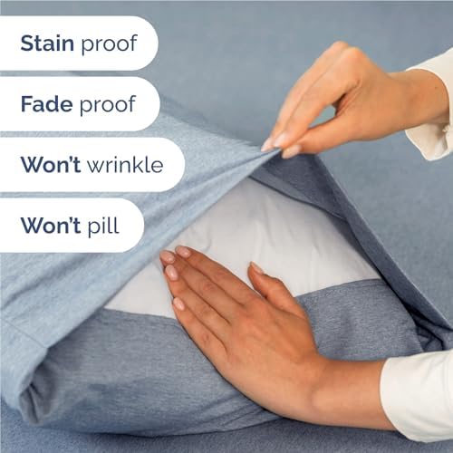 Full Size 4 Piece Sheet Set - Breathable & Cooling Sheets - Heathered Blue - Image 5