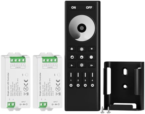 BTF-LIGHTING 5050SMD FCOB COB Dimming RF 2.4GHz Wireless Remote RC01RFB &2PCS C01RF Tuya Controller Kit 4 Zones Group Control PWM Single Color (+V -V) 2pin LED Neon Rope Light DC5V DC12V DC24V by BTF-LIGHTING