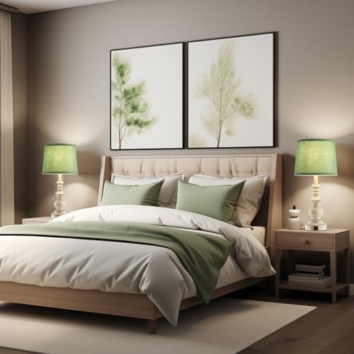 Drawealth 22'' Farmhouse Lamps for Bedrooms Set of 2 Bedside Lamps for Nightstand with USB Charging Ports Traditional Boho Table Lamps for Living Room Study Room,Green Shade,Bulbs Not Included - Image 7
