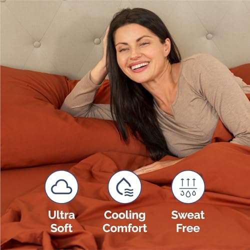 Split King Size 5 Piece Sheet Set - Comfy Breathable & Cooling - Terracotta - Image 4