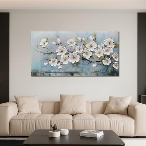 Anolyfi Cherry Blossom Flowers Textured Wall Art for Living Room 58"x29" - Image 6