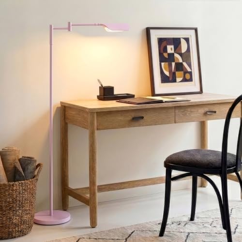 Brightech Leaf Pharmacy LED Reading Lamp, Dimmable Floor Lamp with Easy Rotation Over Chair or Desk for Living Rooms & Offices, Adjustable Standing Tall Lamp, for Sewing & Crafts - Matte Pink - Image 5