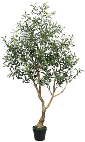 6FT Artificial Olive Tree with Natural Wood Trunk & Lifelike Olives by adorbox