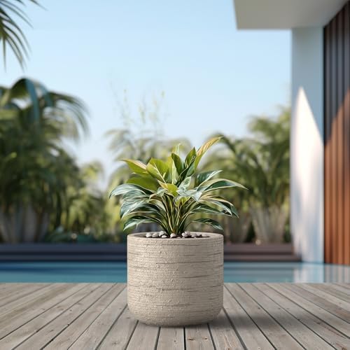 Kante Large Round Capsule Weathered Concrete Planter 13.8" Dia, Outdoor - Image 4
