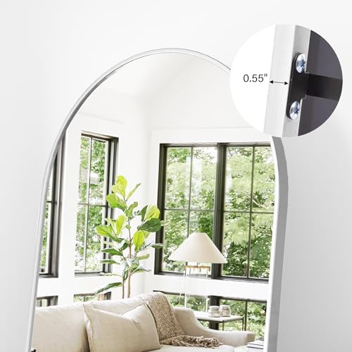 Full Length Mirror, 71"x30" Arched Floor Mirror, Oversized Standing Mirrors, Hanging or Leaning Against Wall Mounted Mirrors, Large Full Body Mirror with Aluminum Frame for Bedroom (White) - Image 6