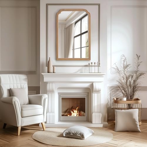 WallBeyond Wood Bathroom Mirrors for Wall Mounted, 24" x 36" Rustic Wood Frame Wall Mirrors Decorative for Living Room or Bedroom Vanity Mirror (Honey-Colored) - Image 6