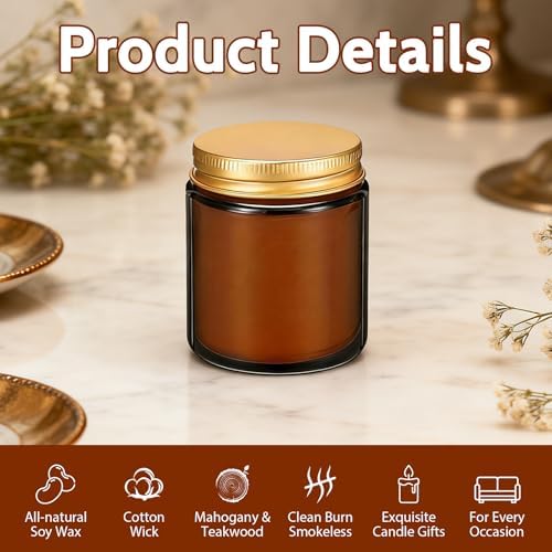 12 Pack 8 oz Mahogany & Teakwood Scented Soy Candles, Bulk Glass Jar Candles, Aromatherapy Candles for Home, Office, Wedding, Party & Gifts - Image 3