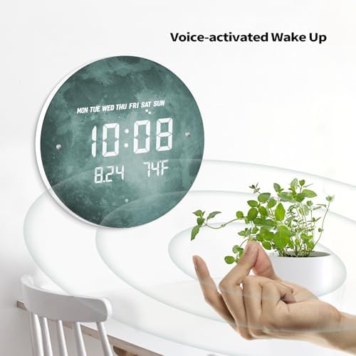 Digital LED Wall Clock for Home & Office, Moon, 12'' - Image 5