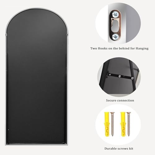Full Length Mirror, 71''x30'' Floor Mirror with Stand, Arched Wall Mounted Mirror, Large Full Body Mirror with Aluminum Frame Hanging or Leaning for Bedroom, Living Room, Cloakroom (White) - Image 5