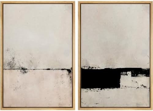 SIGNWIN Framed Canvas Print Wall Art Set Pastel Industrial Grunge Landscape Abstract Shapes Illustrations Minimal Decorative Nordic Relax/Zen for Living Room, Bedroom, Office - 16"" x24 x2 Natural by SIGNWIN
